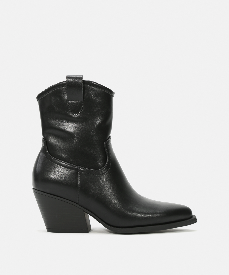 Botines cowboy tacón negros image number null